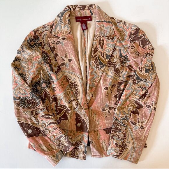 Vintage 90s Y2K Paisley Corduroy Blazer Size 14 - Picture 3 of 9